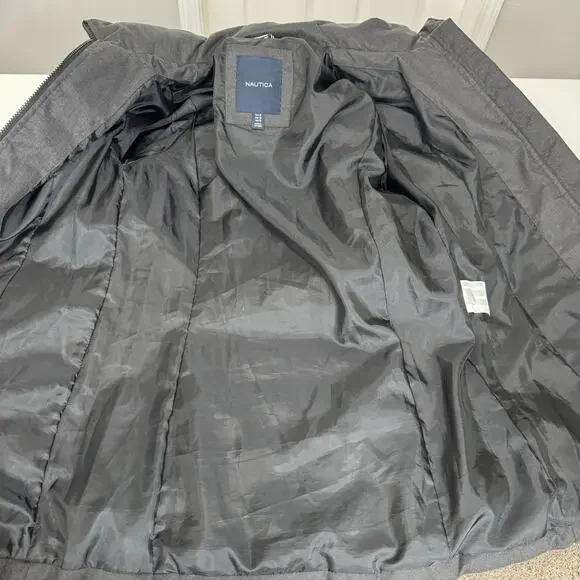 Nautica Womens Jacket Small Gray Quilted Puffer Hooded Packable Long Warm Snow - Picture 13 of 15